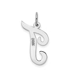 14k White Gold Script Uppercase J Initial Pendant, Polished Flat Letter Charm for Women
