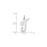 14k White Gold Script Uppercase J Initial Pendant, Polished Flat Letter Charm for Women