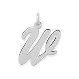 14k White Gold Script We Pendant, Cursive Letter Charm, Symbol of Unity and Togetherness