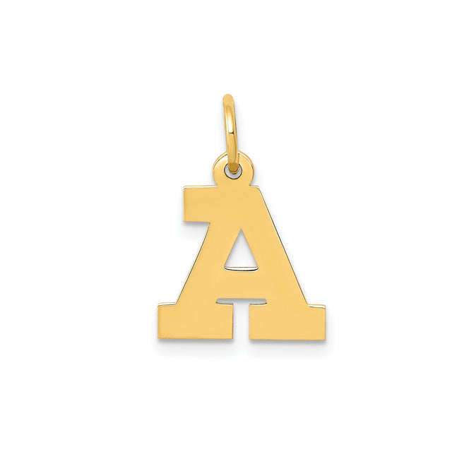 14k Yellow Gold Letter A Pendant, Solid Initial Charm, Bold Block Capital Monogram for Men or Women