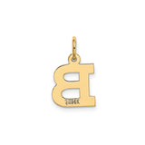 14k Yellow Gold Initial Pendant Charm, Block Letter B Monogram, Unisex Alphabet Jewelry