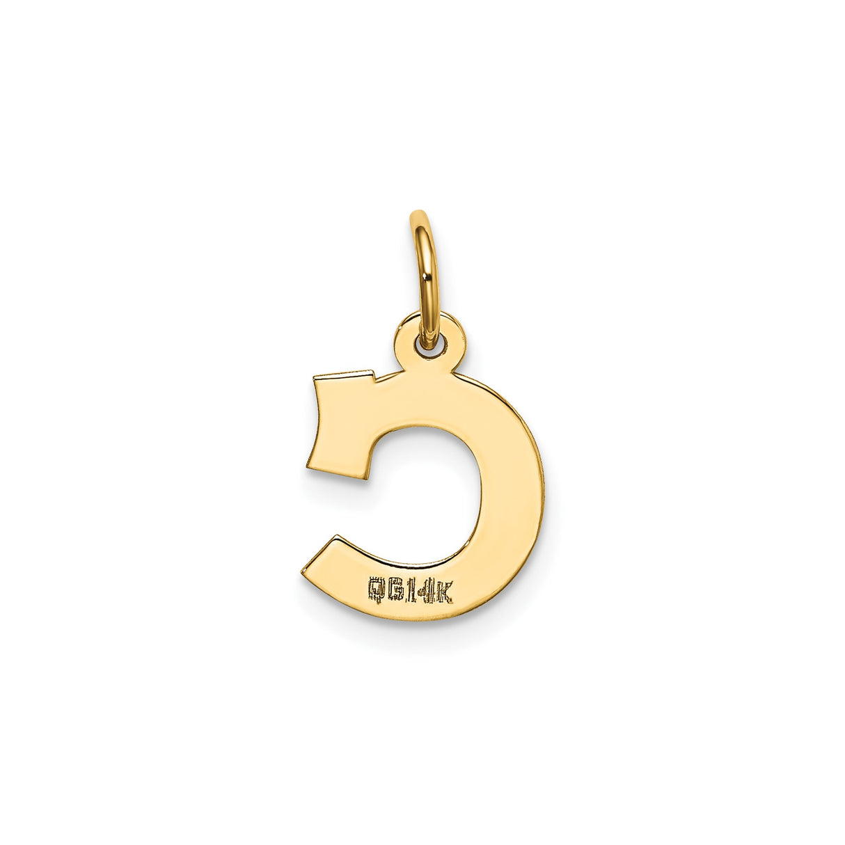 14k Yellow Gold Initial C Pendant, Block Style Bold Letter Charm for Women or Unisex Wear