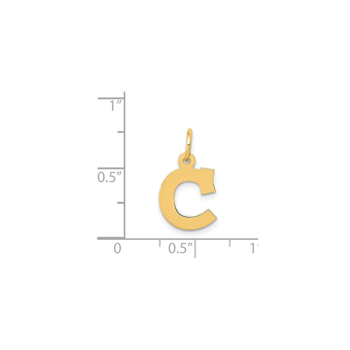 14k Yellow Gold Initial C Pendant, Block Style Bold Letter Charm for Women or Unisex Wear