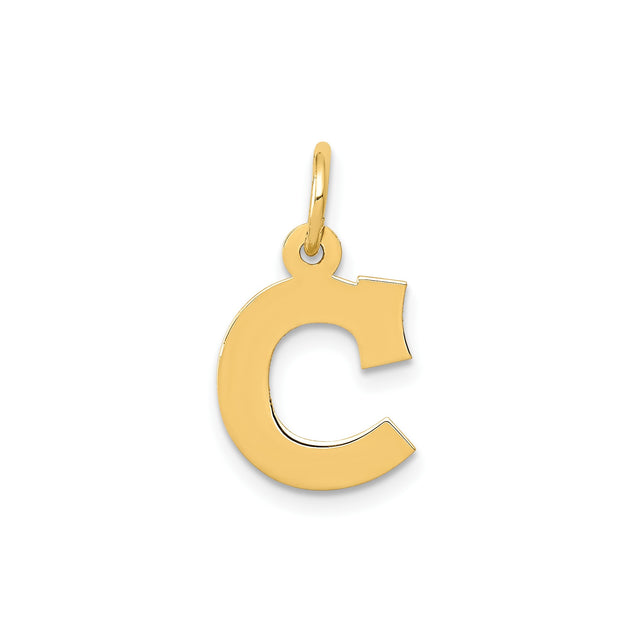 14k Yellow Gold Initial C Pendant, Block Style Bold Letter Charm for Women or Unisex Wear
