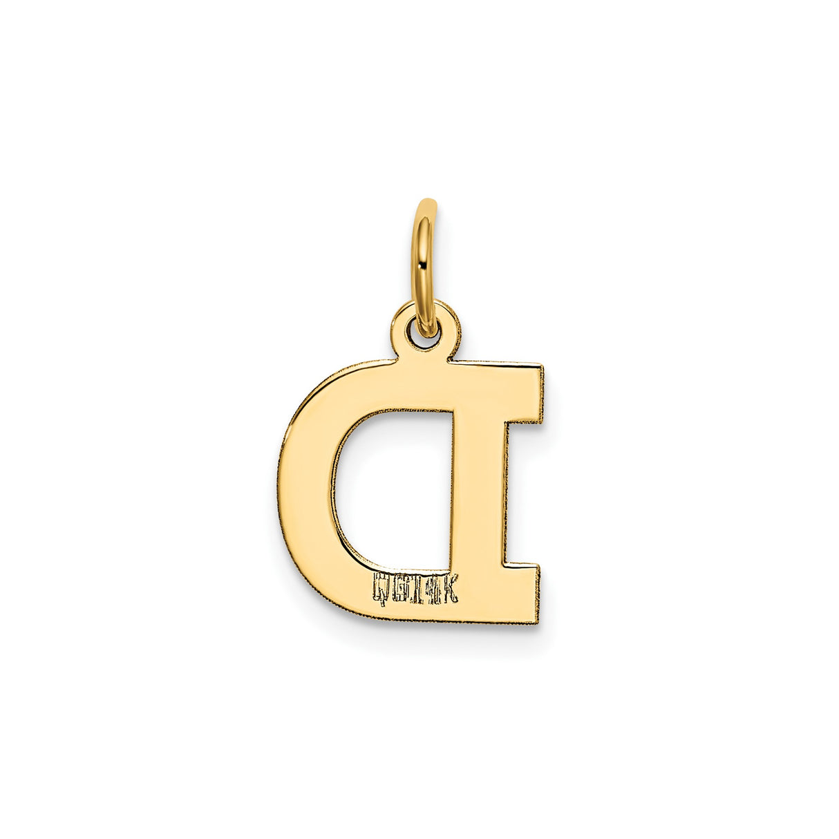 14k Yellow Gold Initial D Pendant Charm, Polished Block Letter Design, Minimalist Jewelry