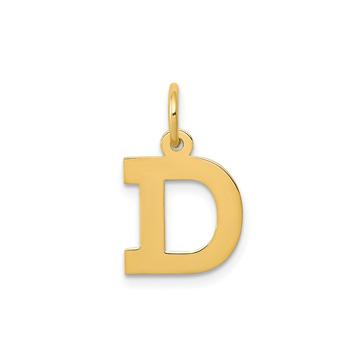 14k Yellow Gold Initial D Pendant Charm, Polished Block Letter Design, Minimalist Jewelry