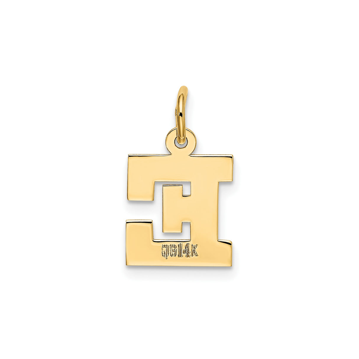 14k Yellow Gold Block Letter E Pendant Charm, Customizable Initial Monogram Jewelry