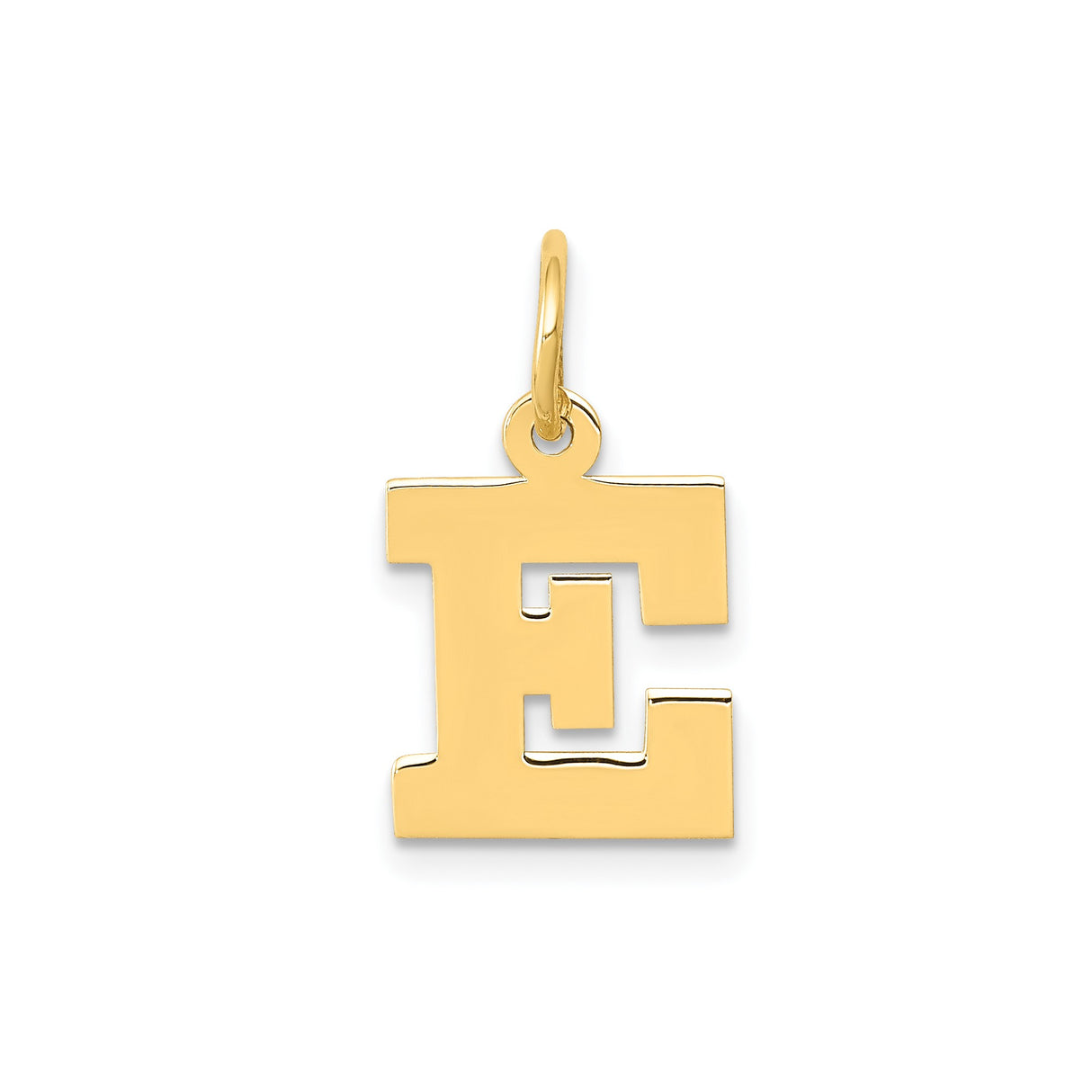 14k Yellow Gold Block Letter E Pendant Charm, Customizable Initial Monogram Jewelry