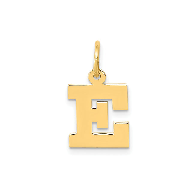 14k Yellow Gold Block Letter E Pendant Charm, Customizable Initial Monogram Jewelry