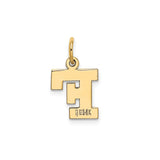 14k Yellow Gold Letter F Pendant Charm, Polished Block Initial Monogram Jewelry for Women and Unisex