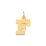 14k Yellow Gold Letter F Pendant Charm, Polished Block Initial Monogram Jewelry for Women and Unisex