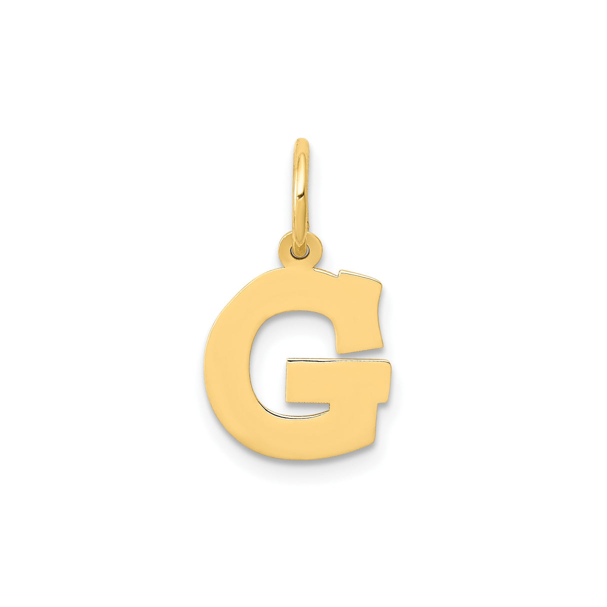 14k Yellow Gold Initial G Pendant, Polished Block Letter Charm, Minimal Monogram Jewelry