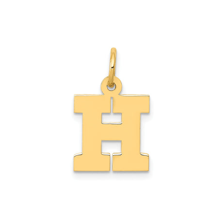 14k Yellow Gold Letter H Pendant Charm, High Polish Initial Jewelry for Women or Unisex Wear