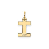 14k Yellow Gold Letter I Pendant Charm, Polished Block Initial, Unisex Minimalist Jewelry
