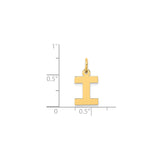 14k Yellow Gold Letter I Pendant Charm, Polished Block Initial, Unisex Minimalist Jewelry