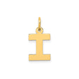 14k Yellow Gold Letter I Pendant Charm, Polished Block Initial, Unisex Minimalist Jewelry