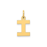 14k Yellow Gold Letter I Pendant Charm, Polished Block Initial, Unisex Minimalist Jewelry