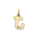 14k Yellow Gold Letter J Pendant Charm, Polished Block Initial Monogram Jewelry for Women or Unisex