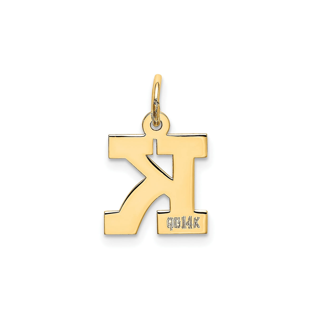 14k Yellow Gold Initial K Pendant, Bold Block Letter Charm with Polished Finish