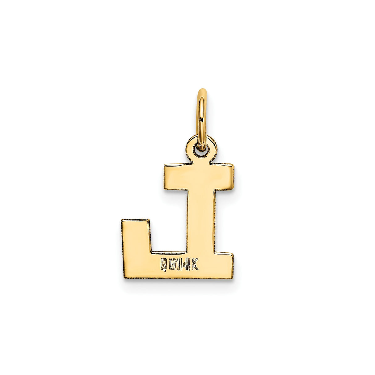 14k Yellow Gold Letter L Pendant, Block Initial Charm, Solid Gold Alphabet Jewelry