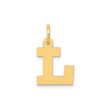 14k Yellow Gold Letter L Pendant, Block Initial Charm, Solid Gold Alphabet Jewelry