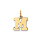 14k Yellow Gold Letter M Pendant, Bold Block Initial Charm for Women or Unisex Wear
