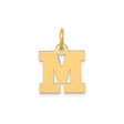 14k Yellow Gold Letter M Pendant, Bold Block Initial Charm for Women or Unisex Wear
