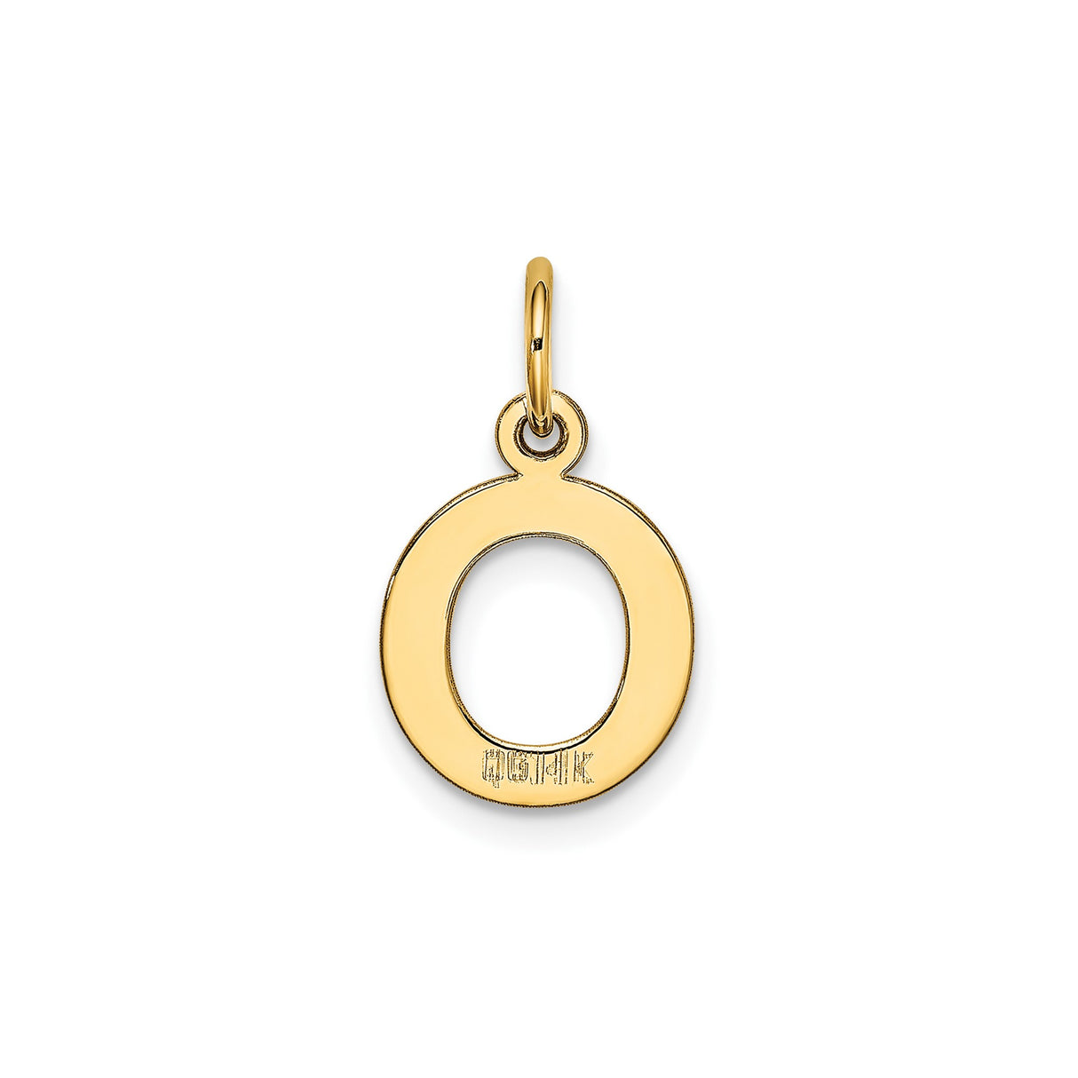 14k Yellow Gold Letter O Pendant Charm with Polished Finish and Open Design