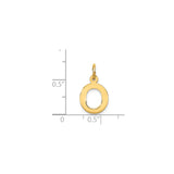 14k Yellow Gold Letter O Pendant Charm with Polished Finish and Open Design
