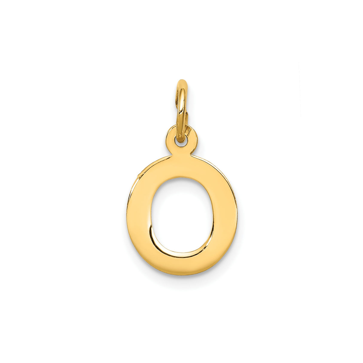 14k Yellow Gold Letter O Pendant Charm with Polished Finish and Open Design
