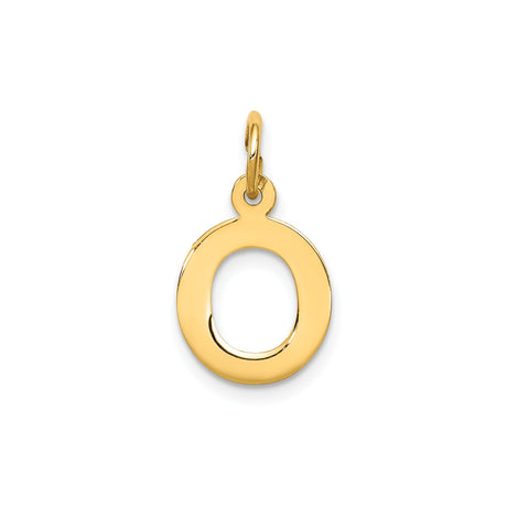 14k Yellow Gold Letter O Pendant Charm with Polished Finish and Open Design