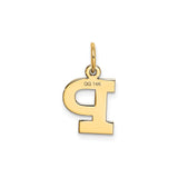 14k Yellow Gold Block Letter P Pendant Charm, Polished Capital Initial Jewelry for Unisex Wear