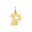 14k Yellow Gold Block Letter P Pendant Charm, Polished Capital Initial Jewelry for Unisex Wear