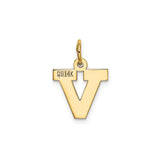 14k Yellow Gold Letter V Pendant with Cutout Cross, Christian Initial Charm