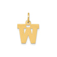 14k Yellow Gold W Initial Pendant Charm, Polished Block Letter Design, Small Alphabet Jewelry