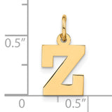 14k Yellow Gold Letter Z Pendant Charm, Polished Block Font Initial Jewelry for Women or Unisex Wear