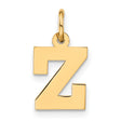 14k Yellow Gold Letter Z Pendant Charm, Polished Block Font Initial Jewelry for Women or Unisex Wear