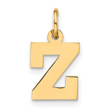 14k Yellow Gold Letter Z Pendant Charm, Polished Block Font Initial Jewelry for Women or Unisex Wear