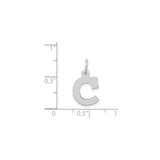 14k White Gold Letter C Pendant, Block Initial Charm with Polished Finish, Minimalist Design
