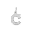 14k White Gold Letter C Pendant, Block Initial Charm with Polished Finish, Minimalist Design