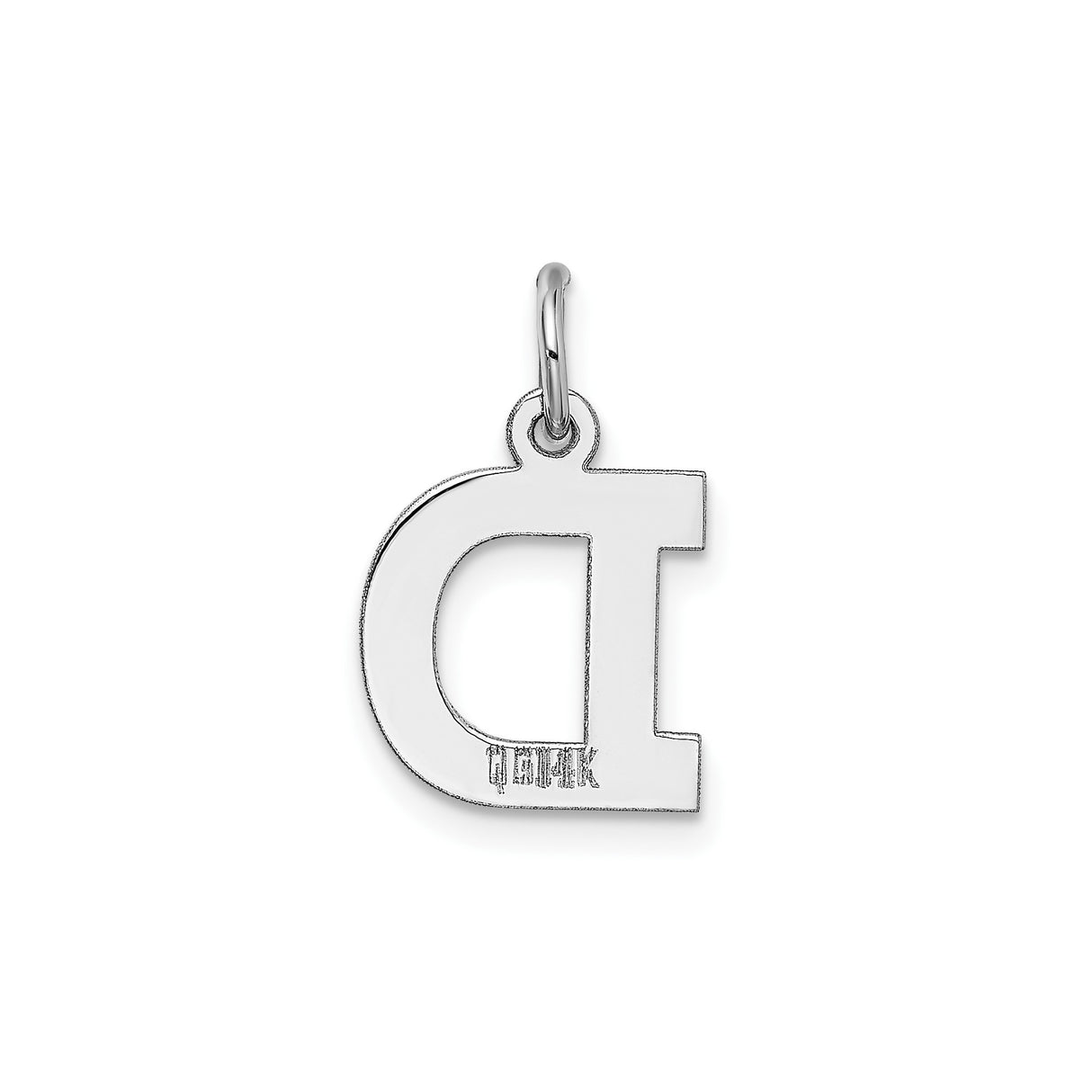 14k White Gold Letter D Pendant Charm, Polished Block Initial Design, Unisex Monogram Jewelry