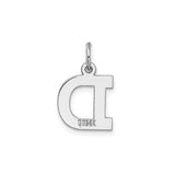 14k White Gold Letter D Pendant Charm, Polished Block Initial Design, Unisex Monogram Jewelry