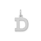 14k White Gold Letter D Pendant Charm, Polished Block Initial Design, Unisex Monogram Jewelry