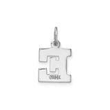 14k White Gold Letter E Pendant Charm, Bold Polished Initial, Unisex Custom Alphabet Jewelry
