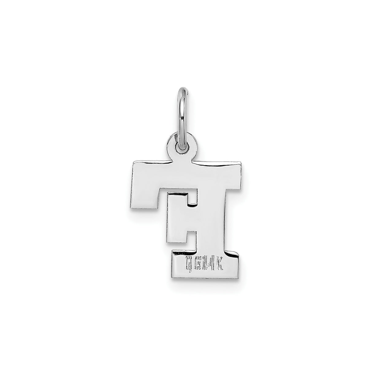 14k White Gold Initial Pendant, Bold Block Letter F Charm, Unisex Monogram Jewelry