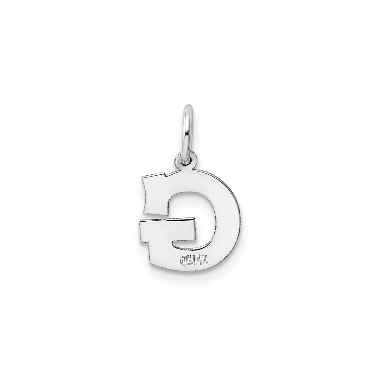 14k White Gold Letter G Pendant Charm, Polished Block Initial Jewelry for Women or Unisex