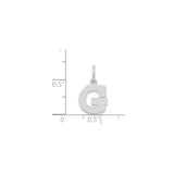 14k White Gold Letter G Pendant Charm, Polished Block Initial Jewelry for Women or Unisex