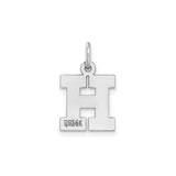 14k White Gold Initial Pendant Charm, Bold Block Letter H Design, Polished Finish