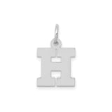 14k White Gold Initial Pendant Charm, Bold Block Letter H Design, Polished Finish