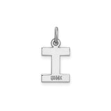 14k White Gold Letter I Pendant, Polished Block Initial Charm for Women and Men
